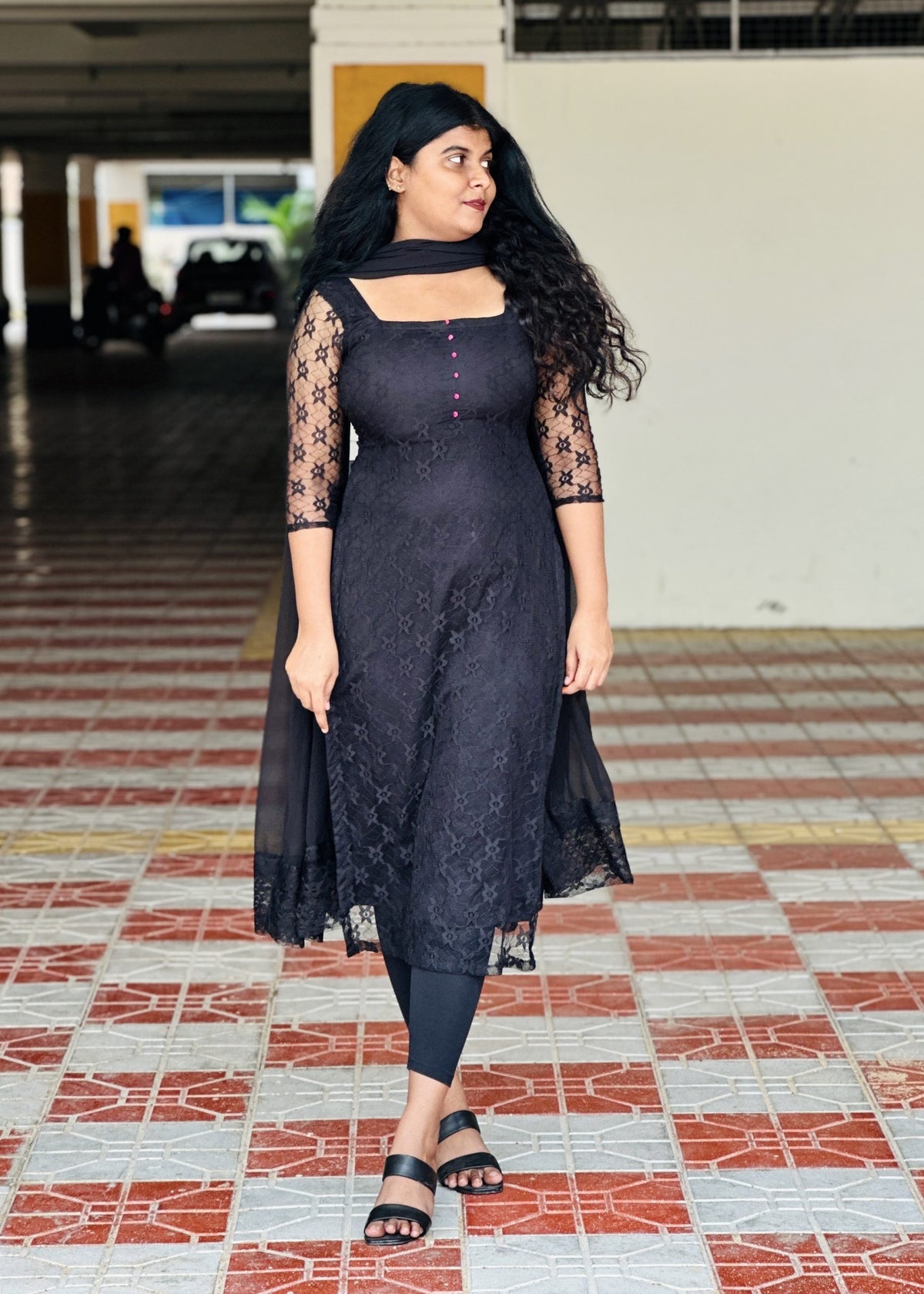 Black Soft Net lace kurti set in Lace – Kurta Set by Dharvi by Rachana