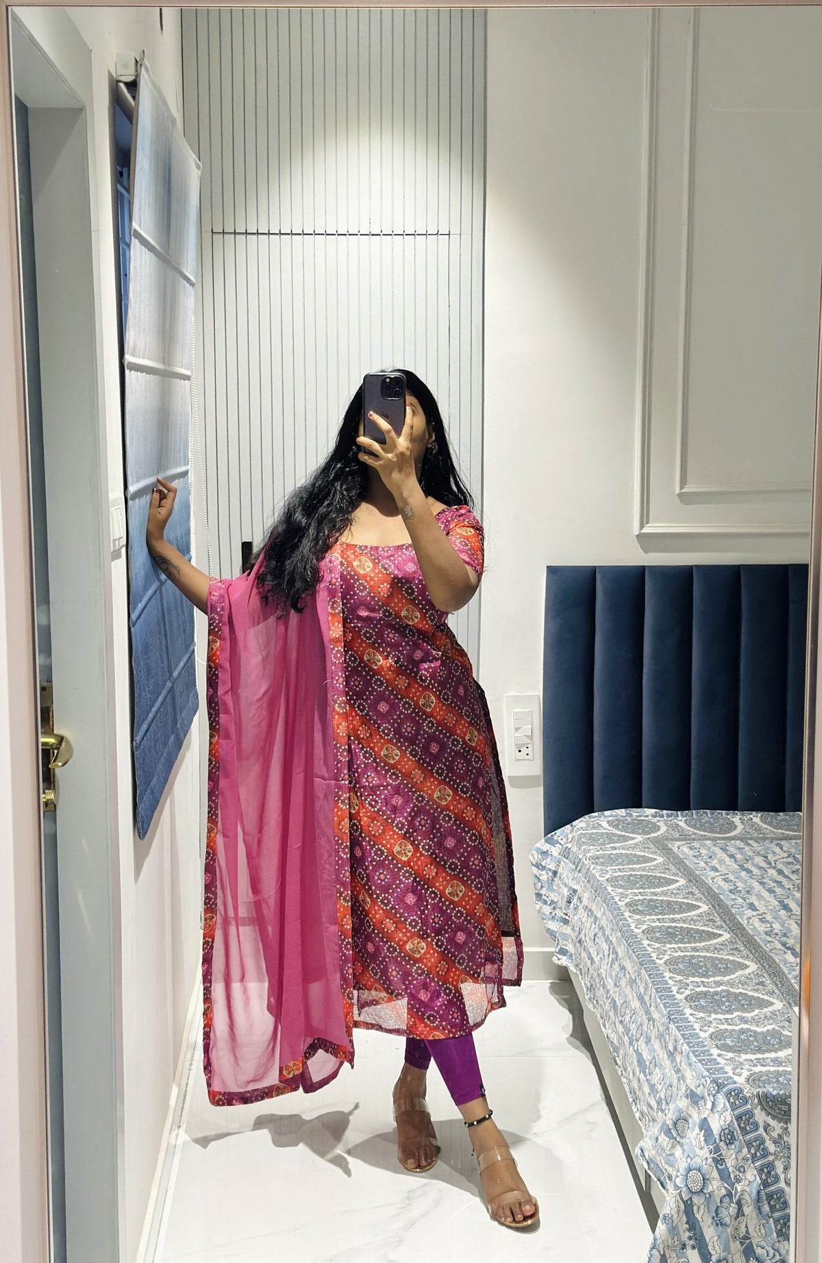 Purple orange Kota kurta in Kota – Kurta Set by Dharvi by Rachana (view 3)