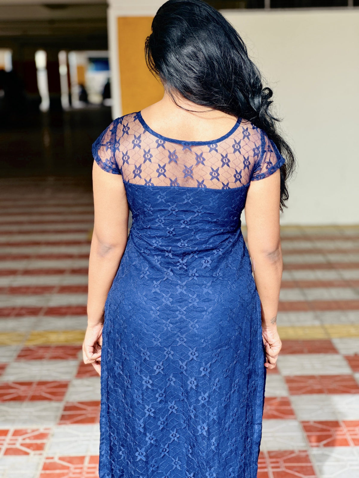 Navy blue soft net lace kurti set in Lace – Kurta Set by Dharvi by Rachana