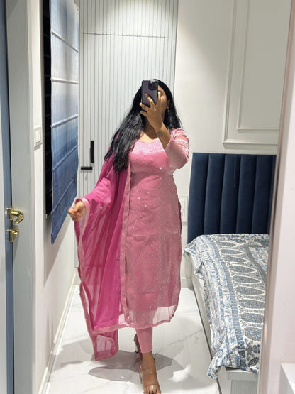 Light pink viscose tissue kurta