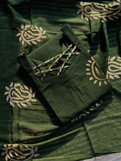 Green cotton batik suit set