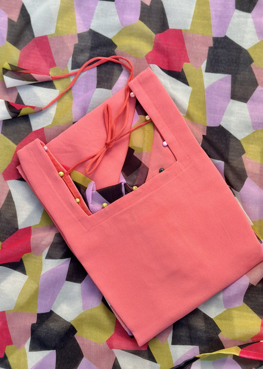 Peachy pink georgette set in Soft Georgette – Kurta Set by Dharvi by Rachana