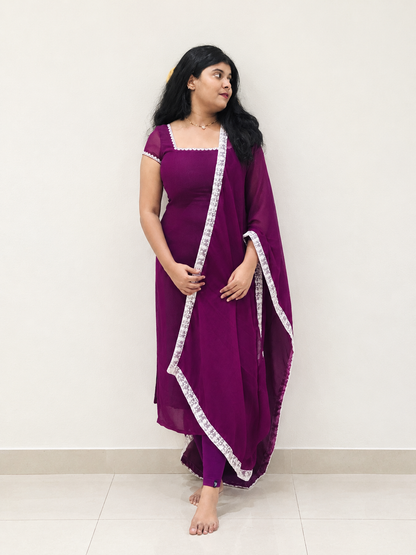 Grape lace kurti set