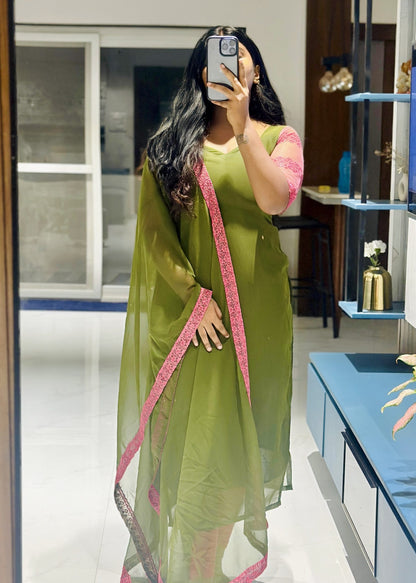 Moss green chiffon set