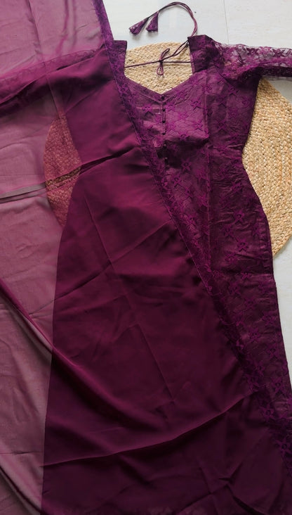 Plum kurti with dupatta