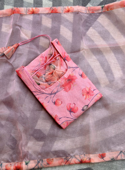 Peach floral organza set