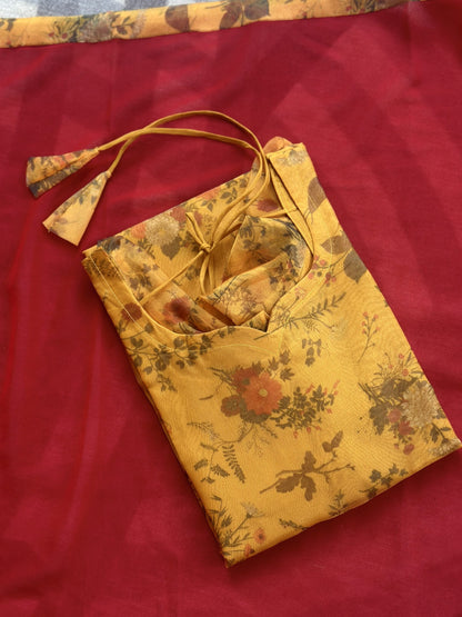 Yellow floral organza set