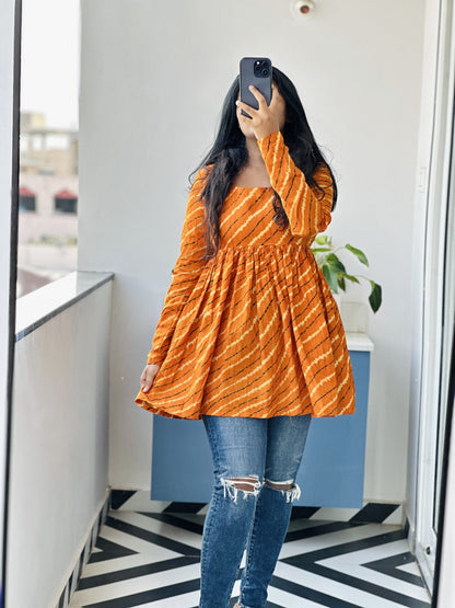yellow cotton short kurta