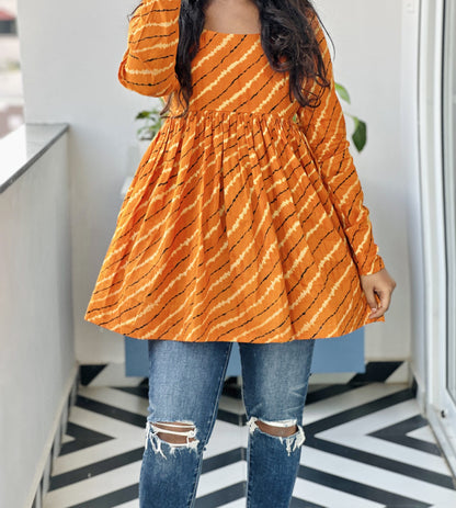 yellow cotton short kurta