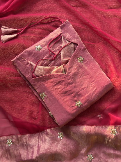 Pink butta embroidered kurti