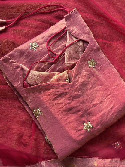 Pink butta embroidered kurti