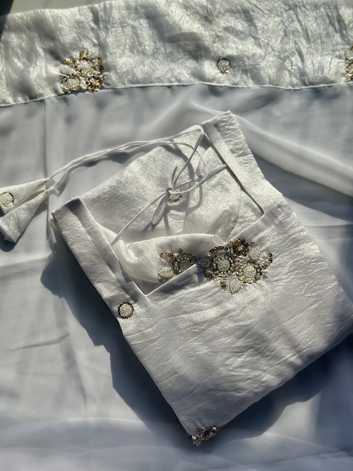White butta embroidered kurti in Viscose Tissue – Kurta Set by Dharvi by Rachana