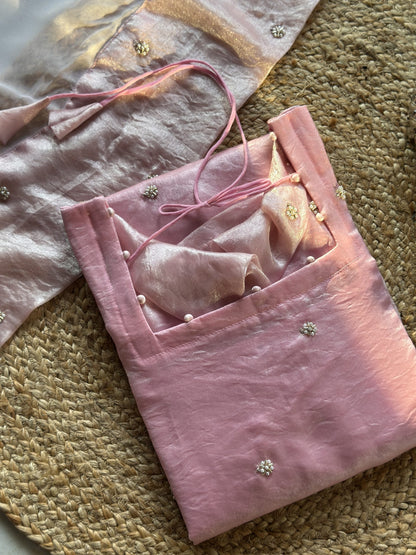 Blush pink butta embroidered kurti set