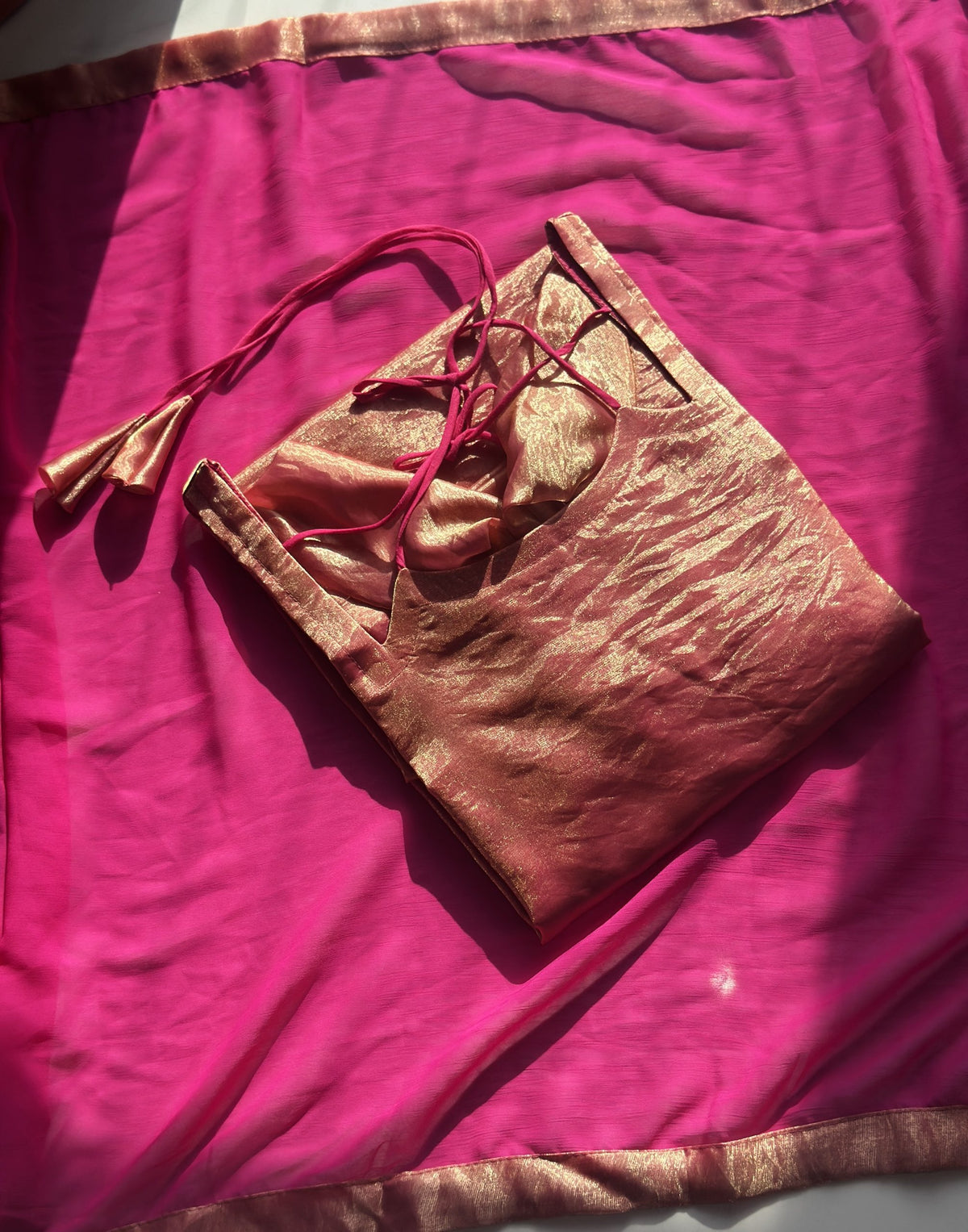 Peachy pink space silk kurta in Space Silk – Kurta Set by Dharvi by Rachana (view 2)