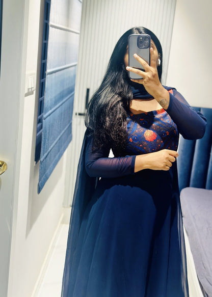 Navy blue Anarkali set