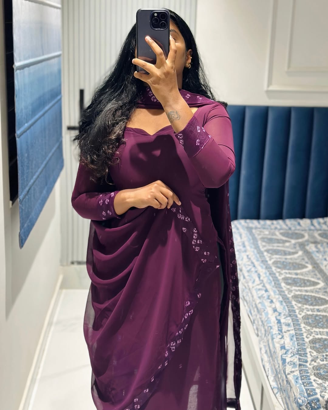 Grape plain chiffon set in Chiffon – Kurta Set by Dharvi by Rachana