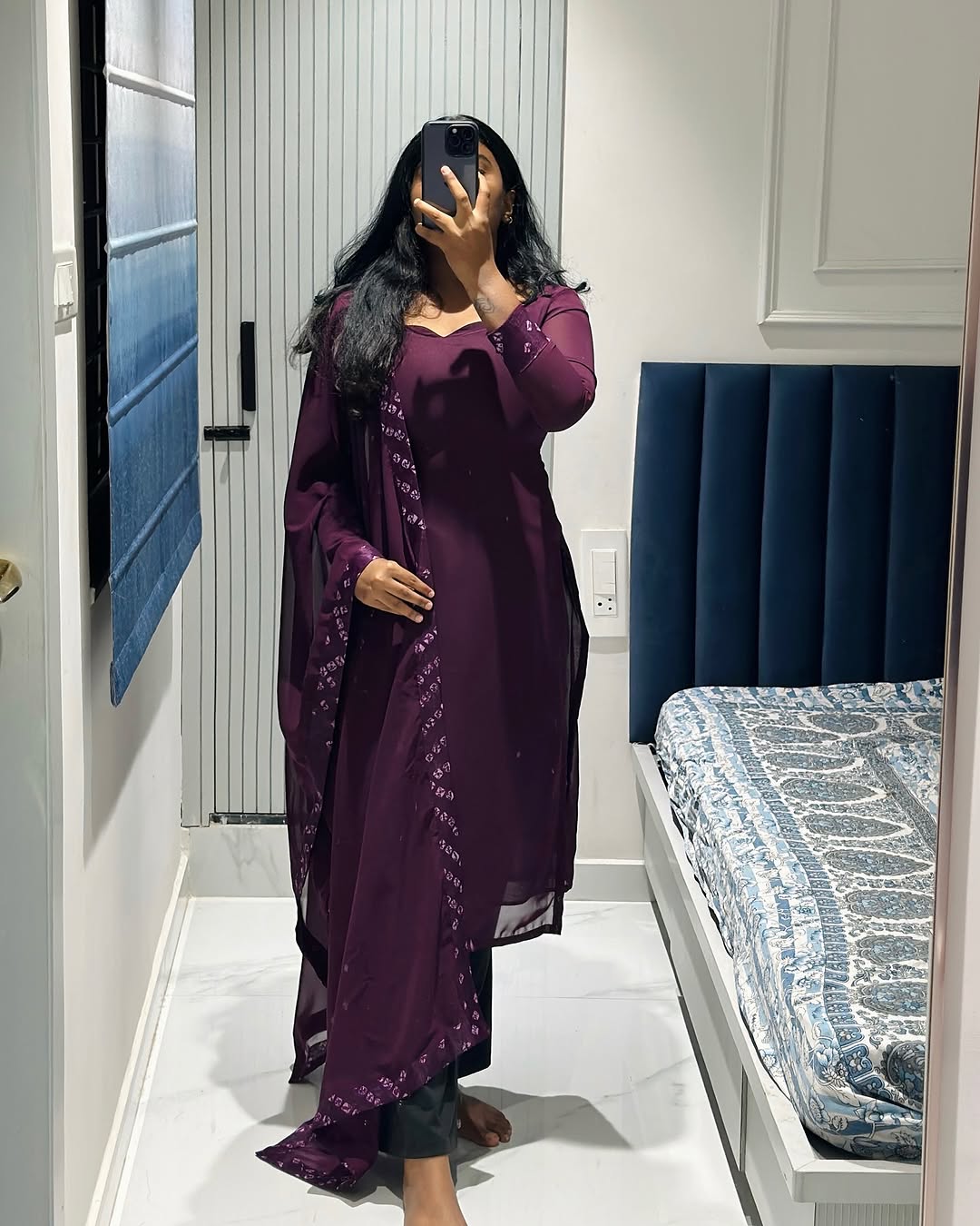 Grape plain chiffon set in Chiffon – Kurta Set by Dharvi by Rachana