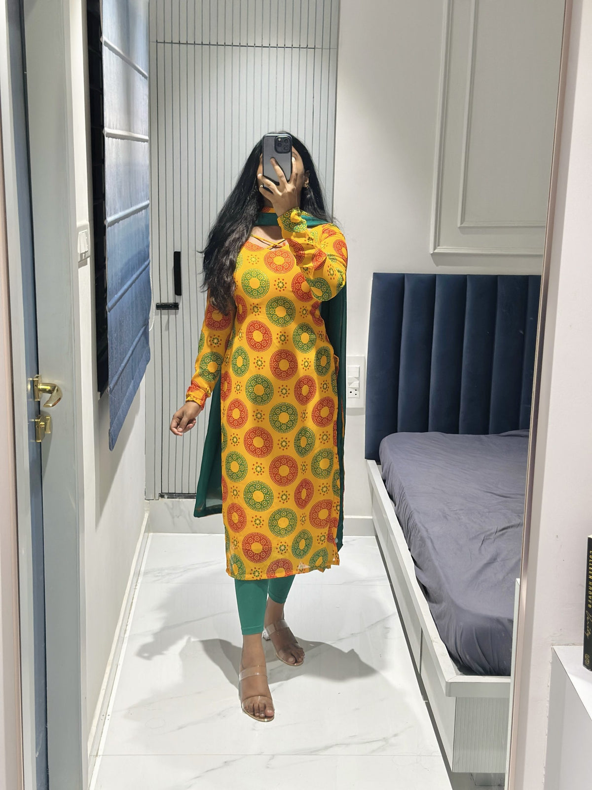 Yellow chiffon set in Chiffon – Kurta Set by Dharvi by Rachana