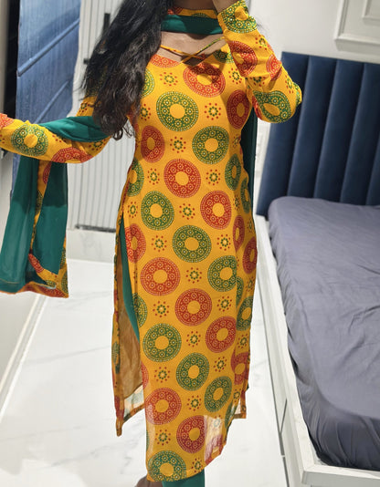 Yellow chiffon set