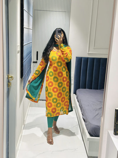Yellow chiffon set