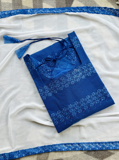 Royal blue sequins embroidered kurti set