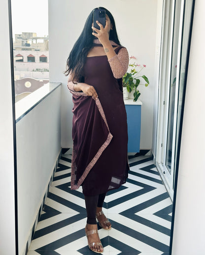 Coffee brown chiffon set