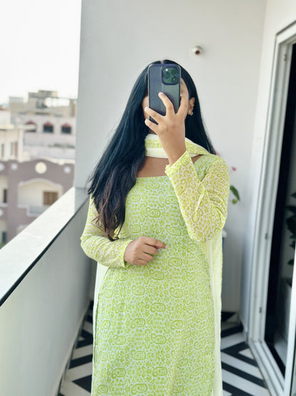 Lime green chiffon set