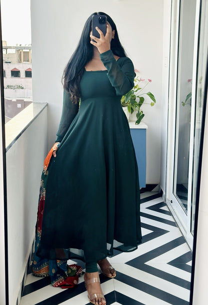 Dark green Anarkali set