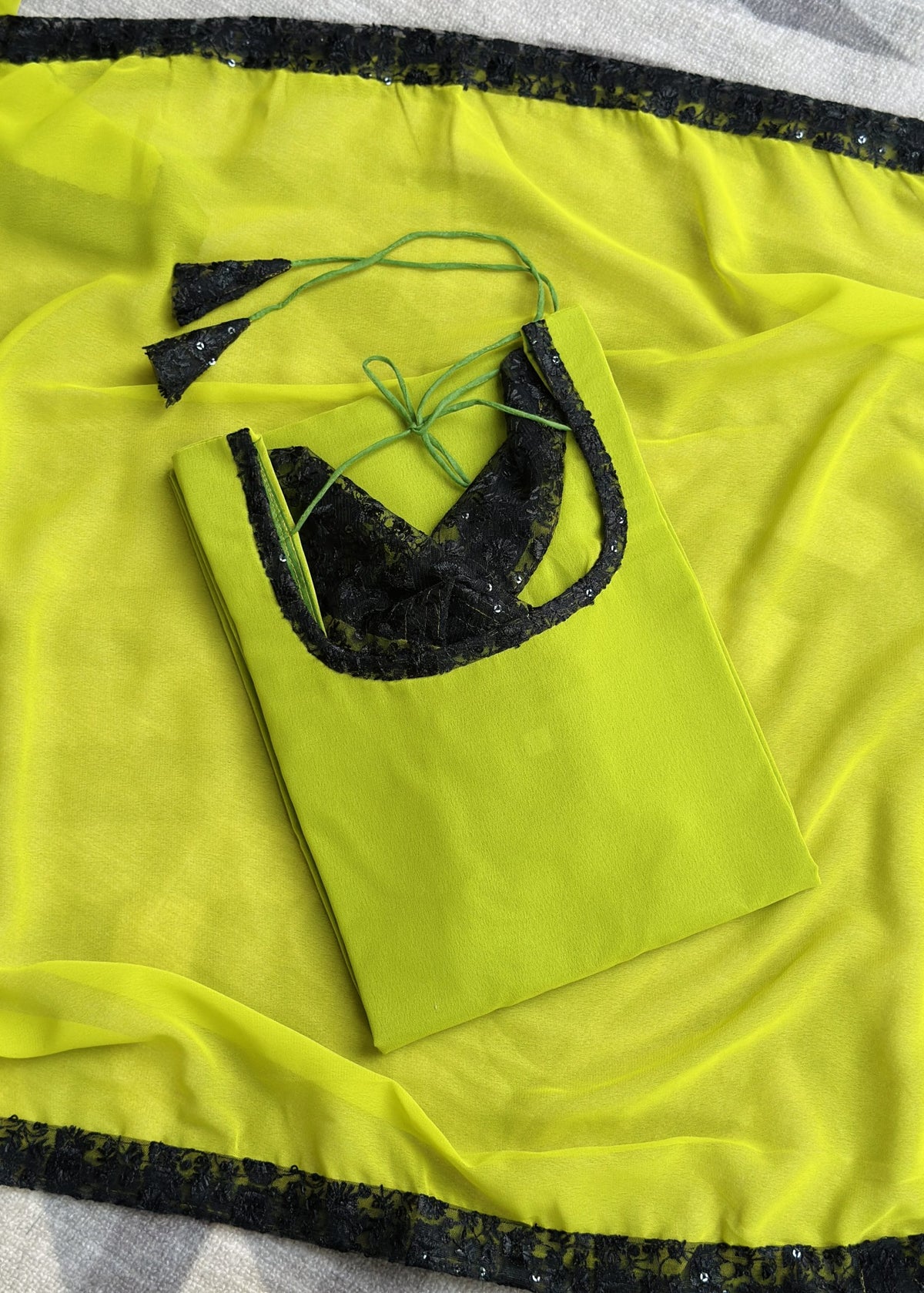 Greenish yellow kurti in Soft Georgette – Kurta Set by Dharvi by Rachana