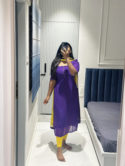 Purple Georgette kurti set