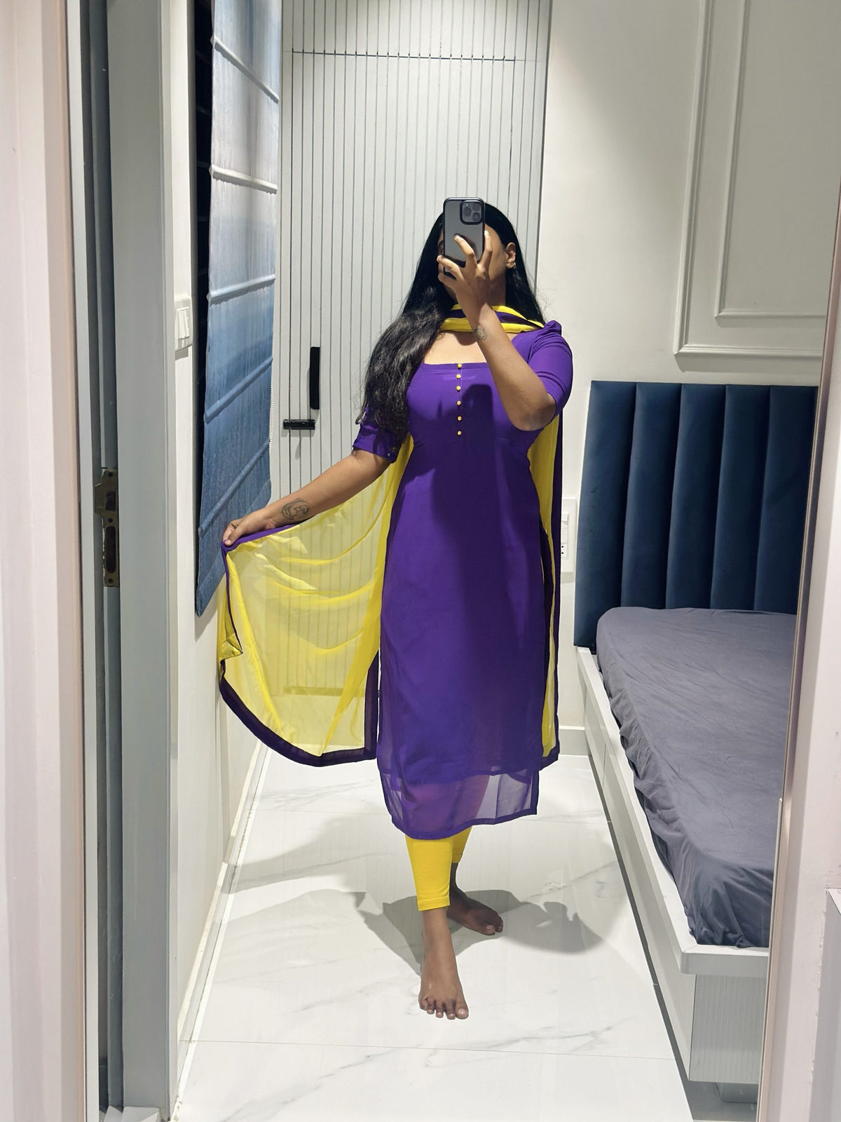 Purple Georgette kurti set in Soft Georgette – Kurta Set by Dharvi by Rachana