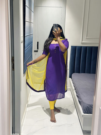 Purple Georgette kurti set