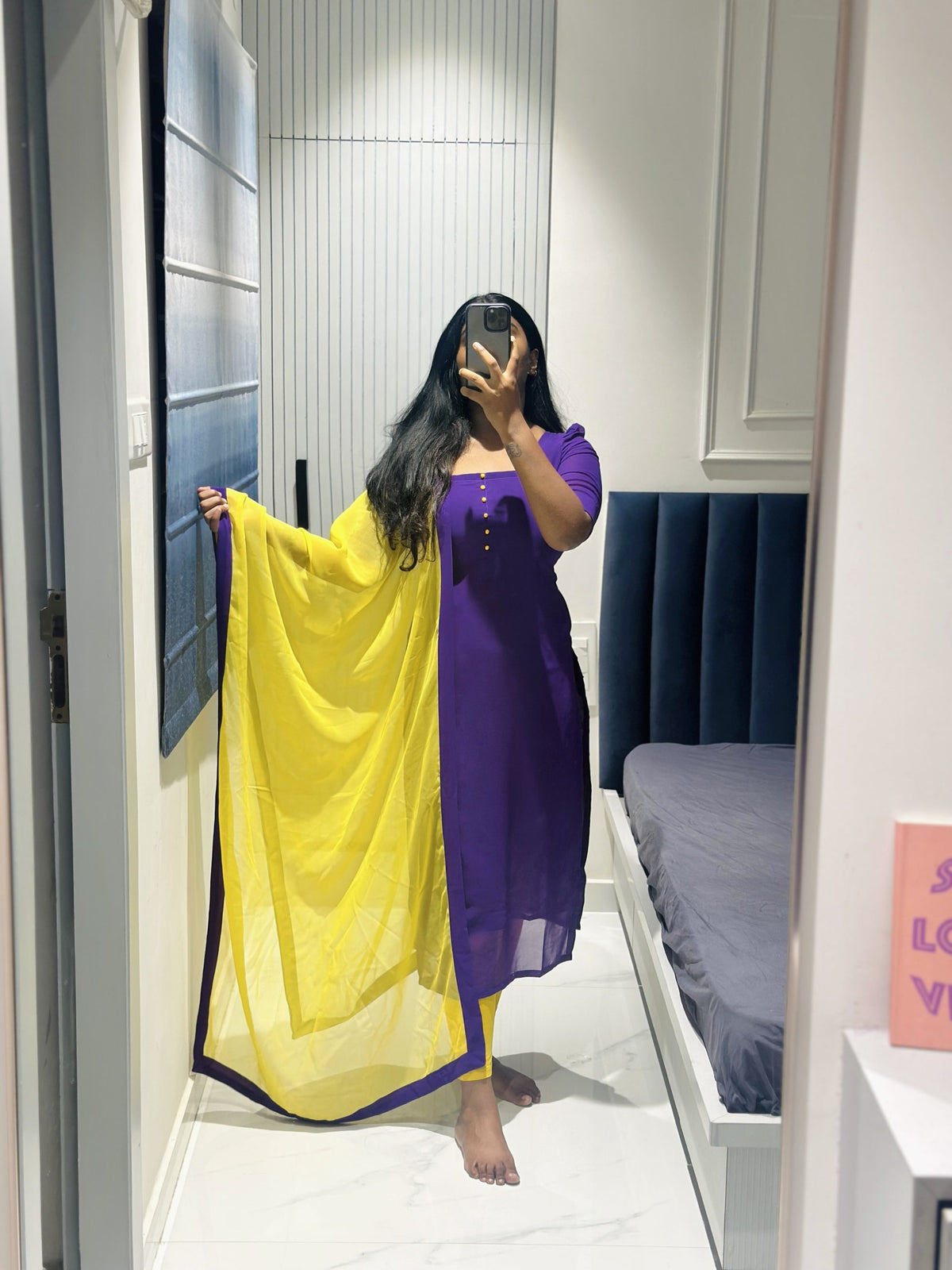Purple Georgette kurti set in Soft Georgette – Kurta Set by Dharvi by Rachana (view 3)